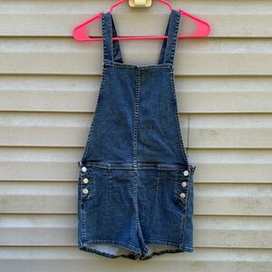 Free People Dark Blue Denim Short Overalls